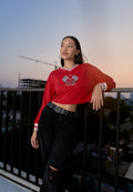 V-Neck Crop Sweatshirt