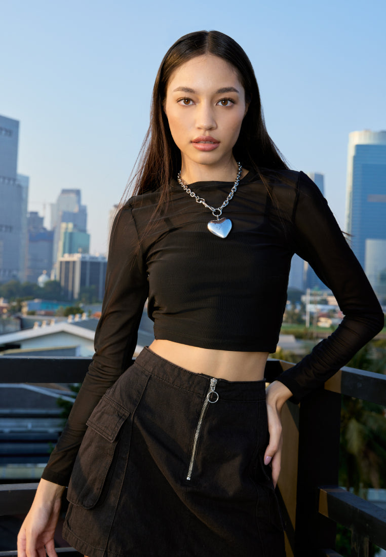 Long Sleeve Mesh Top