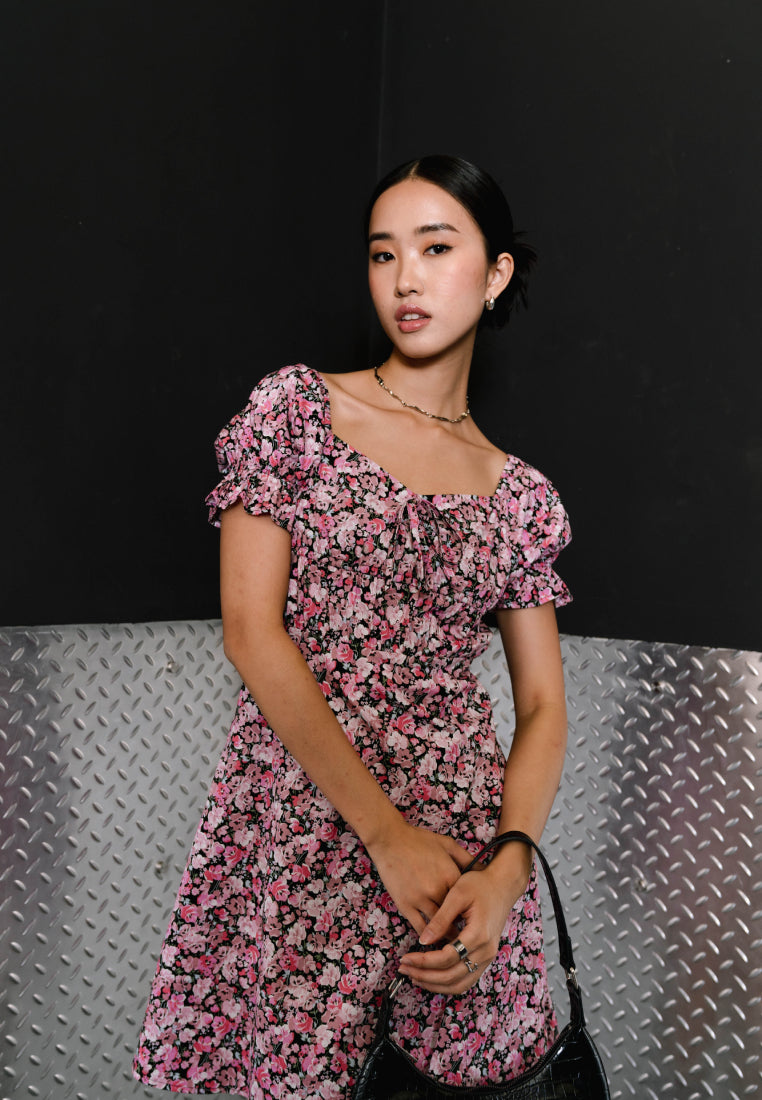 Puffy Smocked Waist Mini Dress