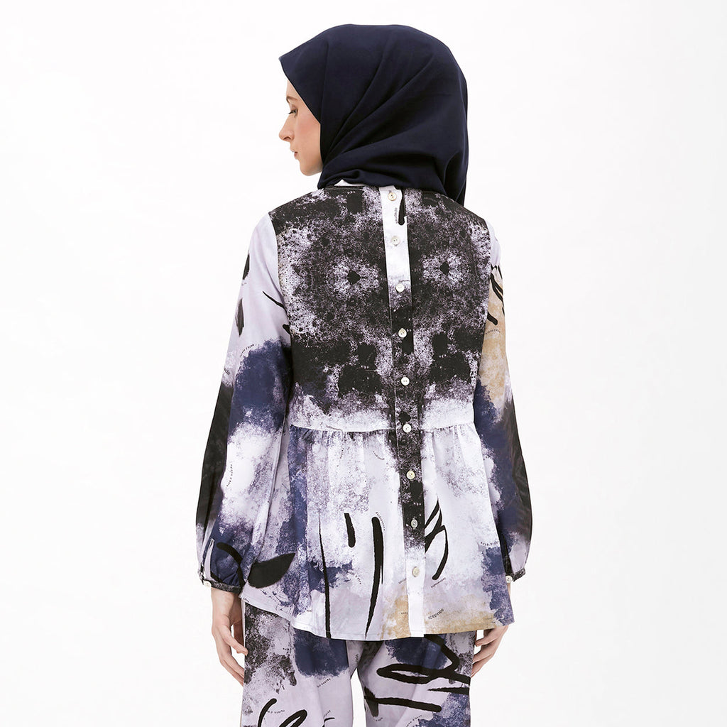 Saudade Printed Blouse White-Blue