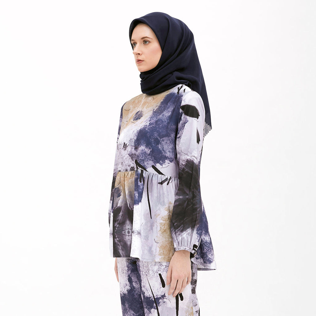 Saudade Printed Blouse White-Blue
