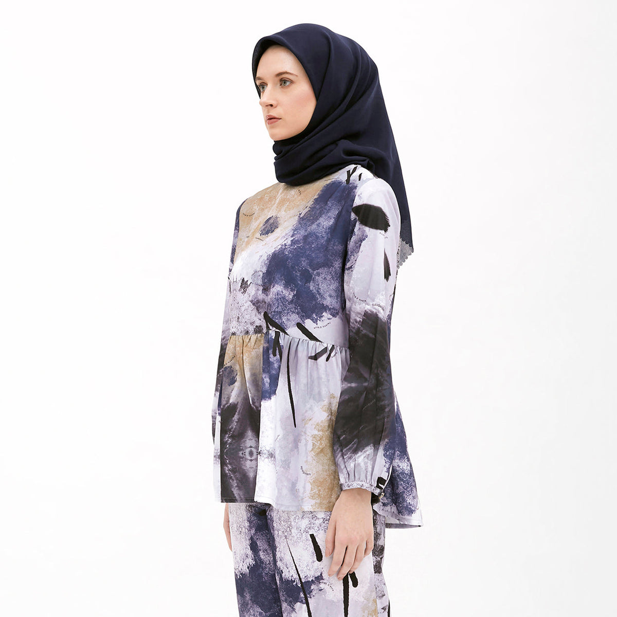 Saudade Printed Blouse White-Blue