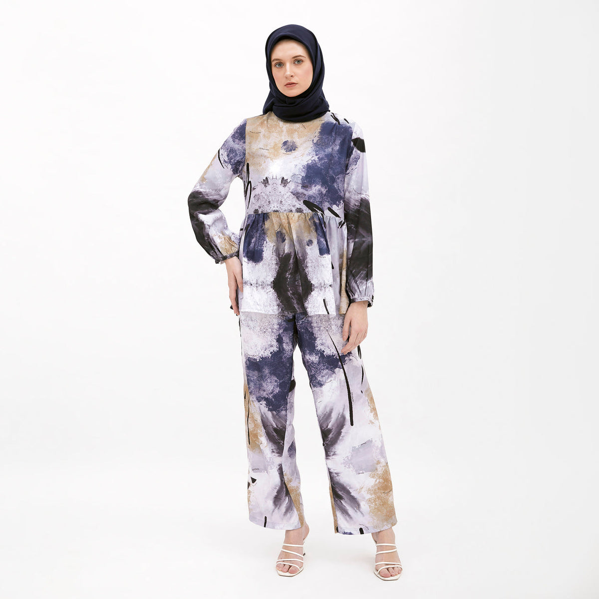 Saudade Printed Blouse White-Blue