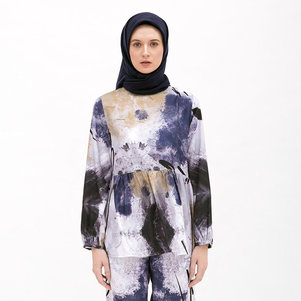 Saudade Printed Blouse White-Blue