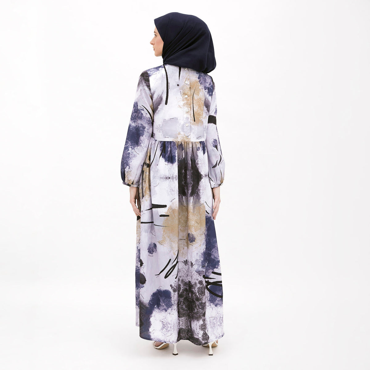 Saudade Printed Dress White-Blue