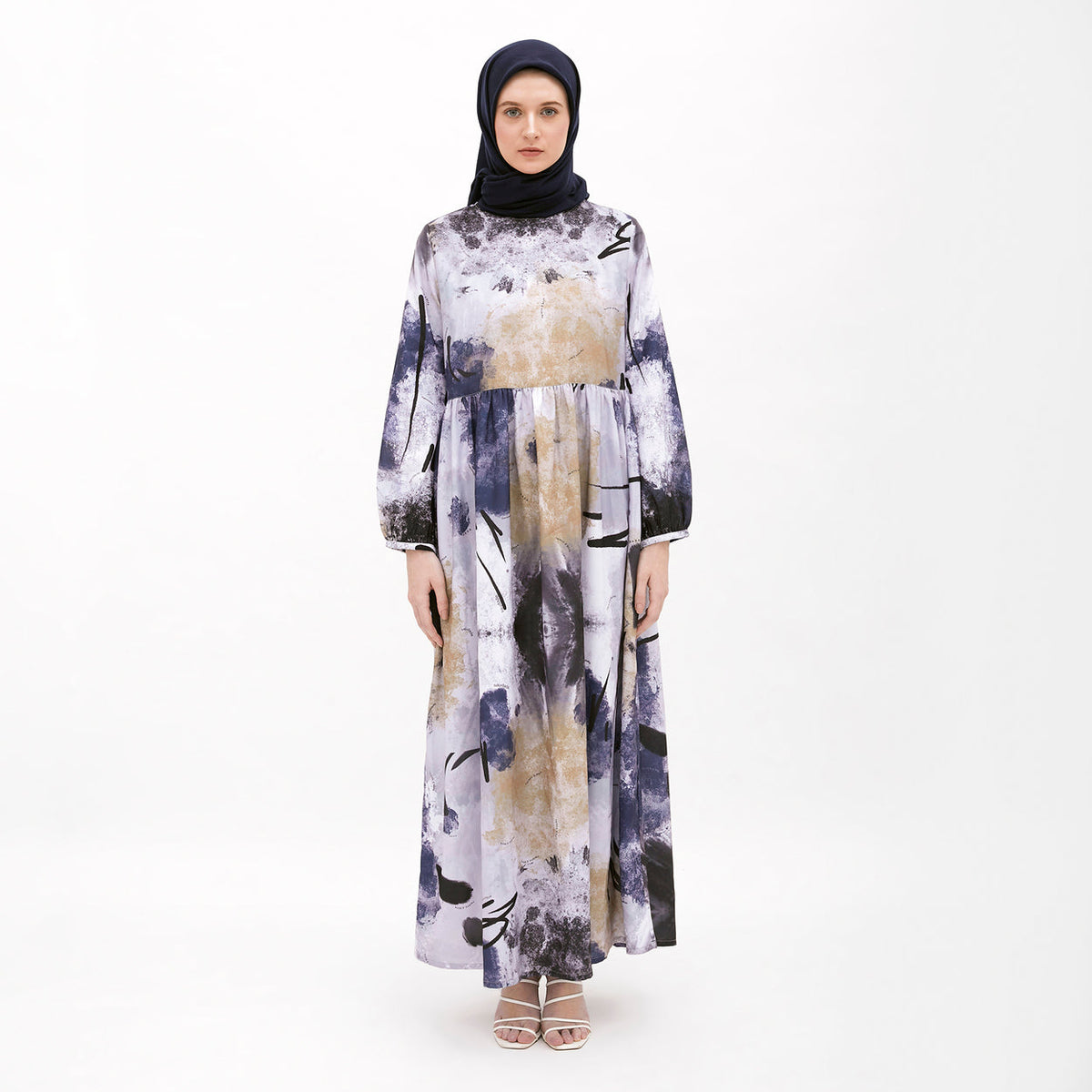 Saudade Printed Dress White-Blue