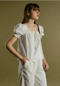 Square Neck Blouse with Ruffle Details