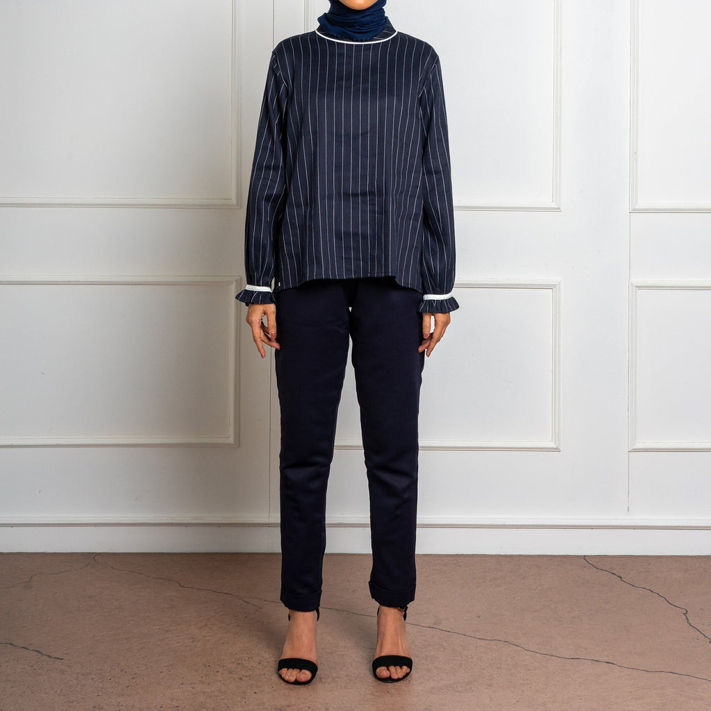 Striped Longsleeve Blouse Black