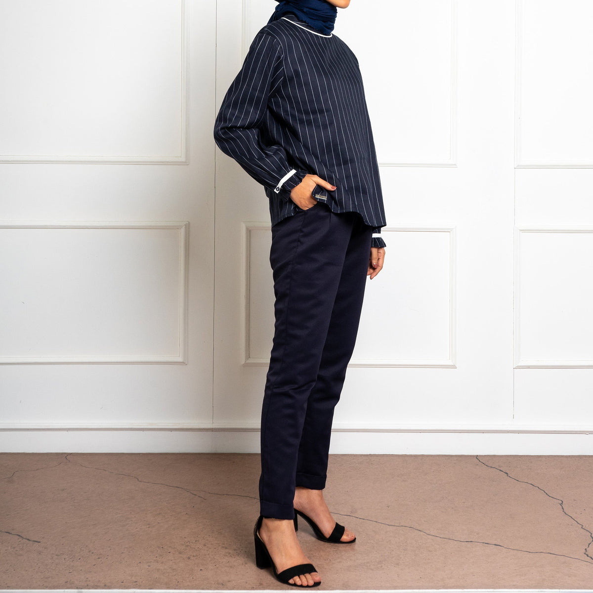 Striped Longsleeve Blouse Black