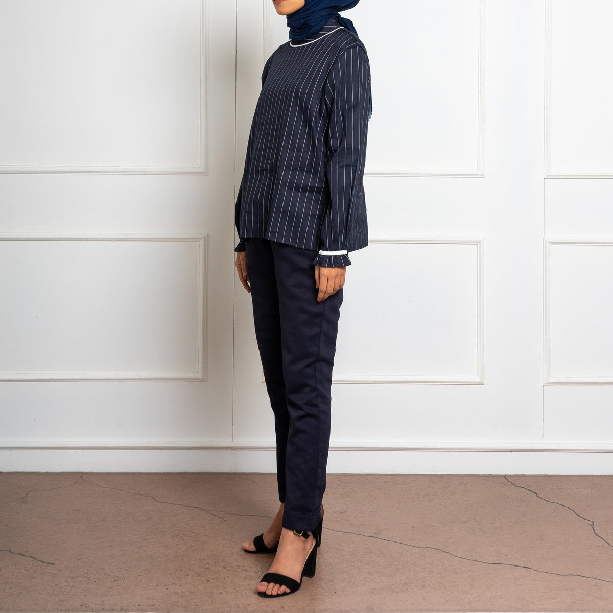 Striped Longsleeve Blouse Black