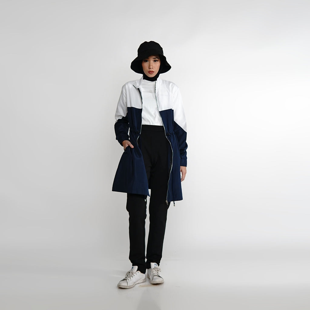 Contrast Color Wind-Breaker Navy-White