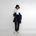 Contrast Color Wind-Breaker Navy-White