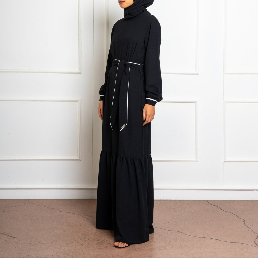 Ruffle Long Dress Black