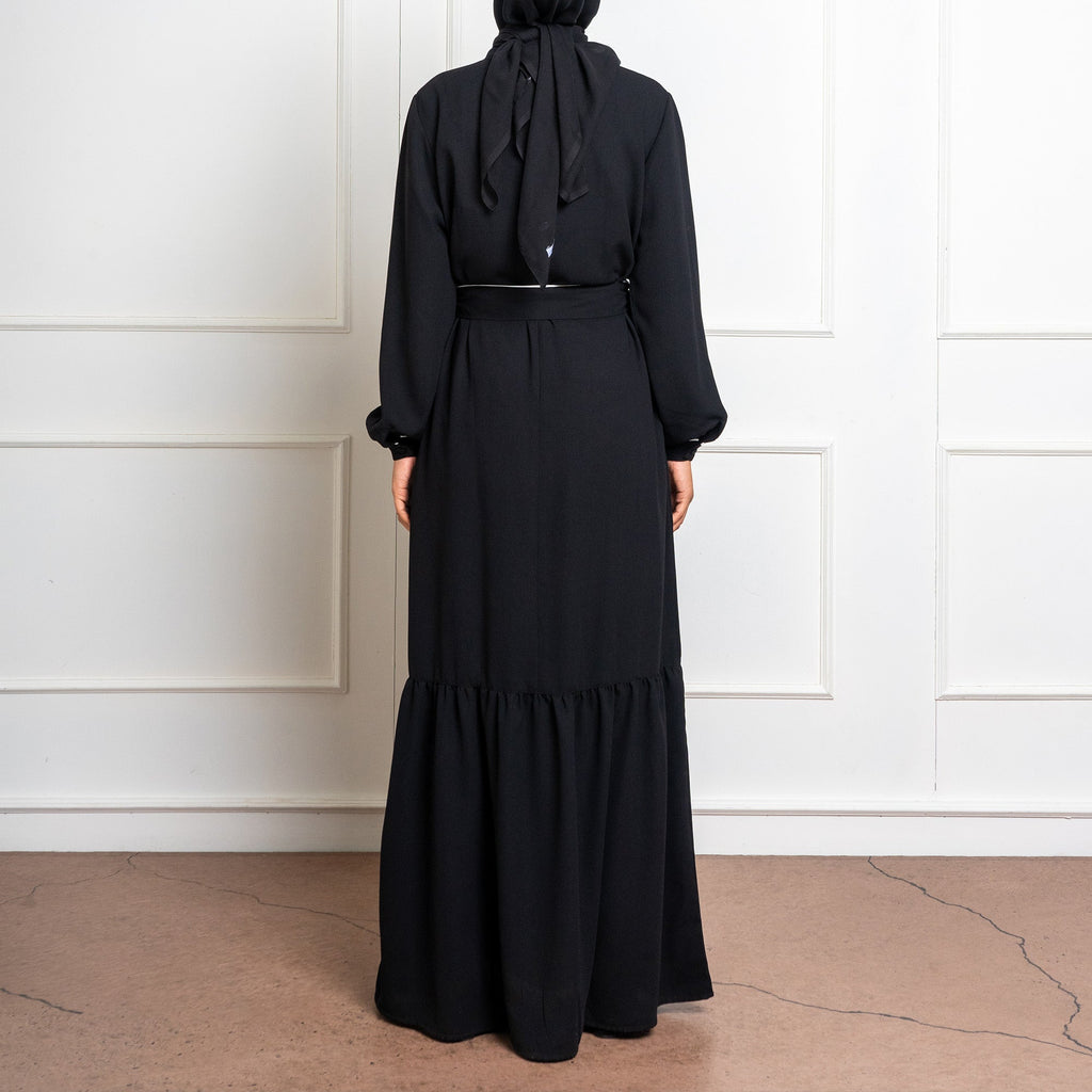 Ruffle Long Dress Black