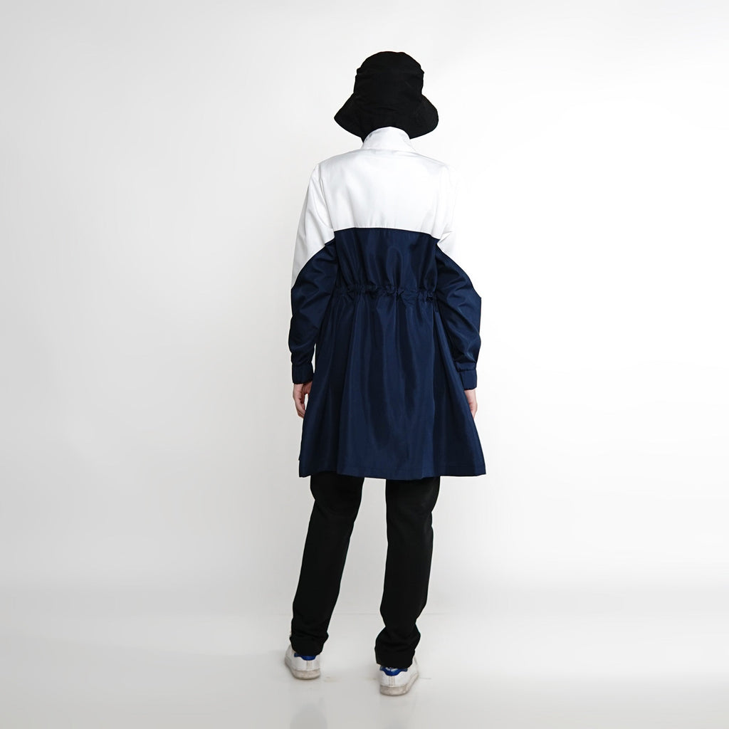 Contrast Color Wind-Breaker Navy-White