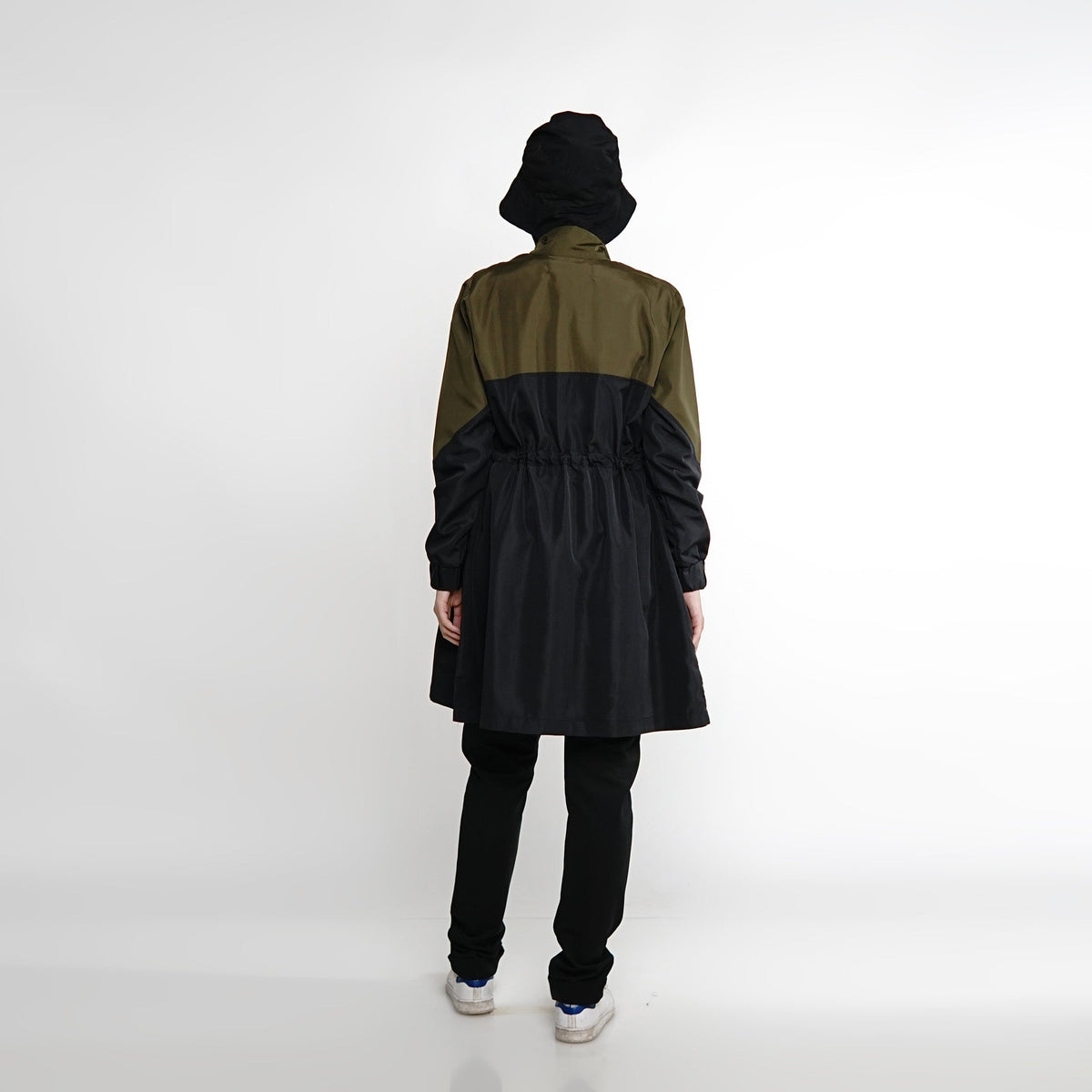 Contrast Color Wind-Breaker Black-Army