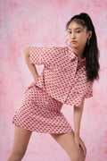 Double Pocket Printed Crop Shirt