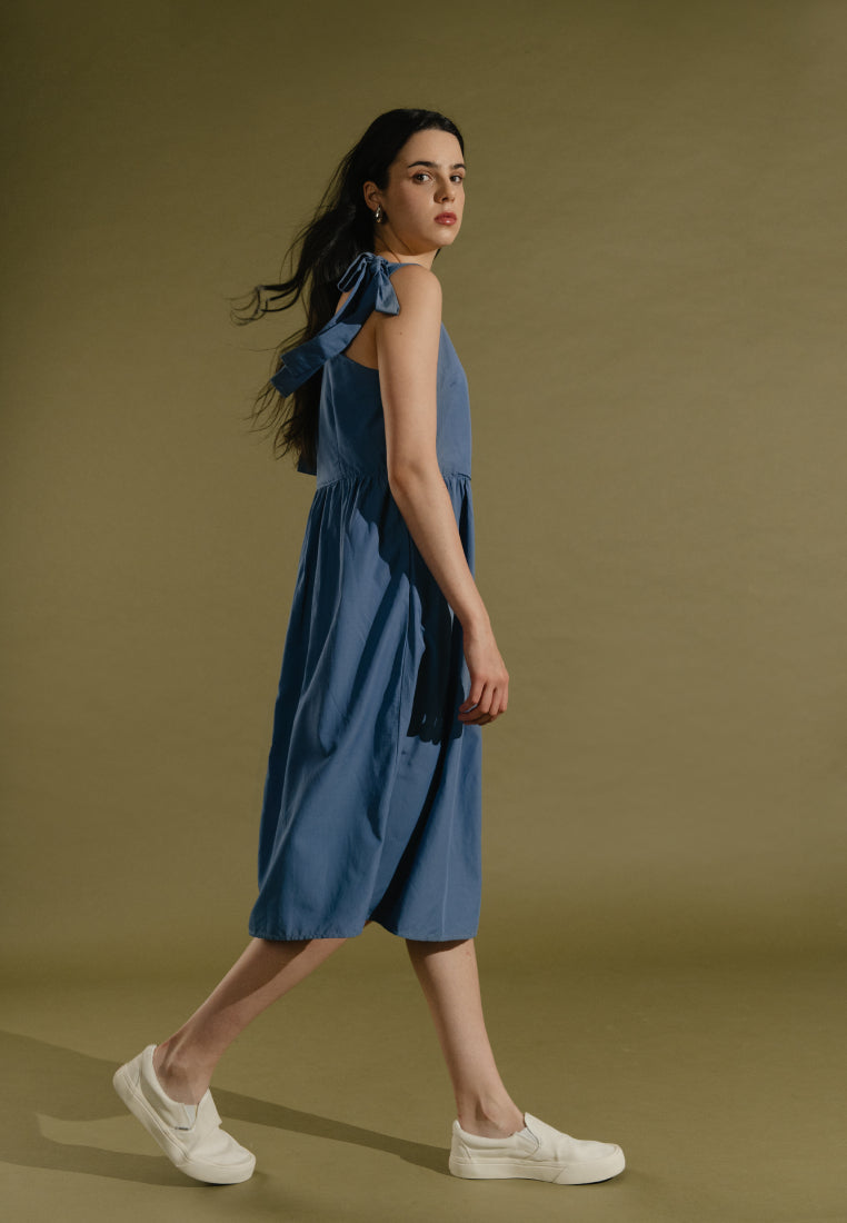 Square Neck Pinafore Midi Dress