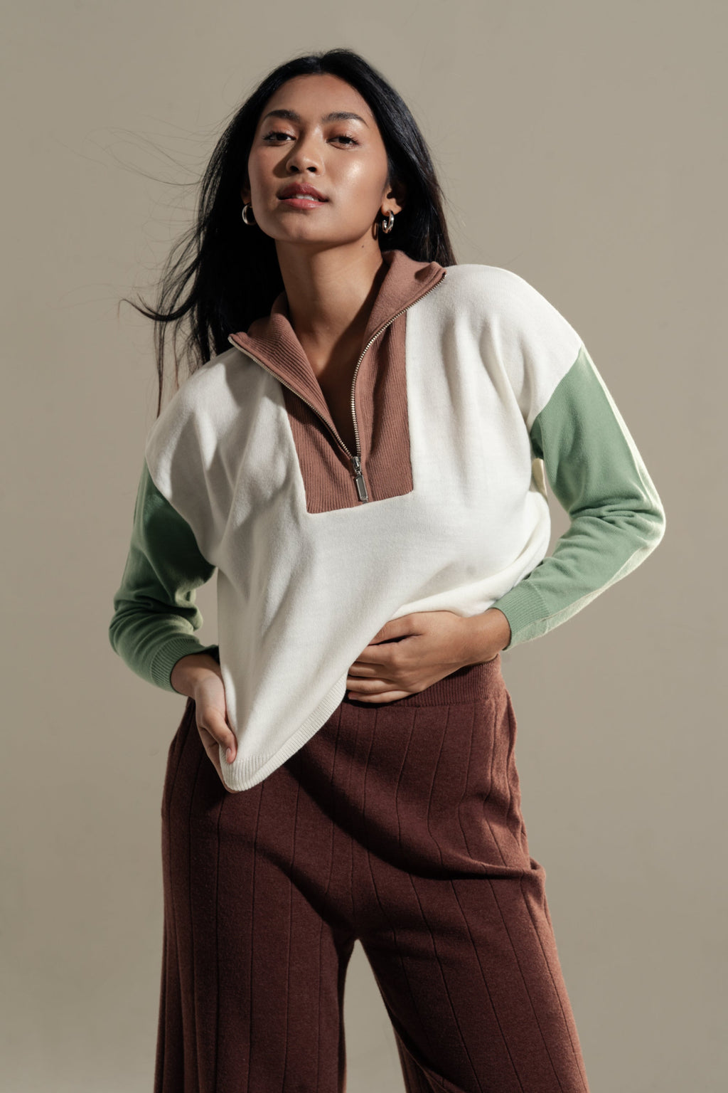 Colorblock Long Sleeve Sweater