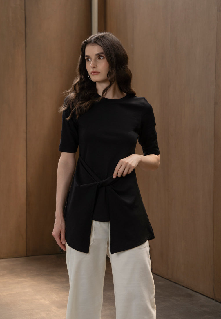Short Sleeve Top with Drapery