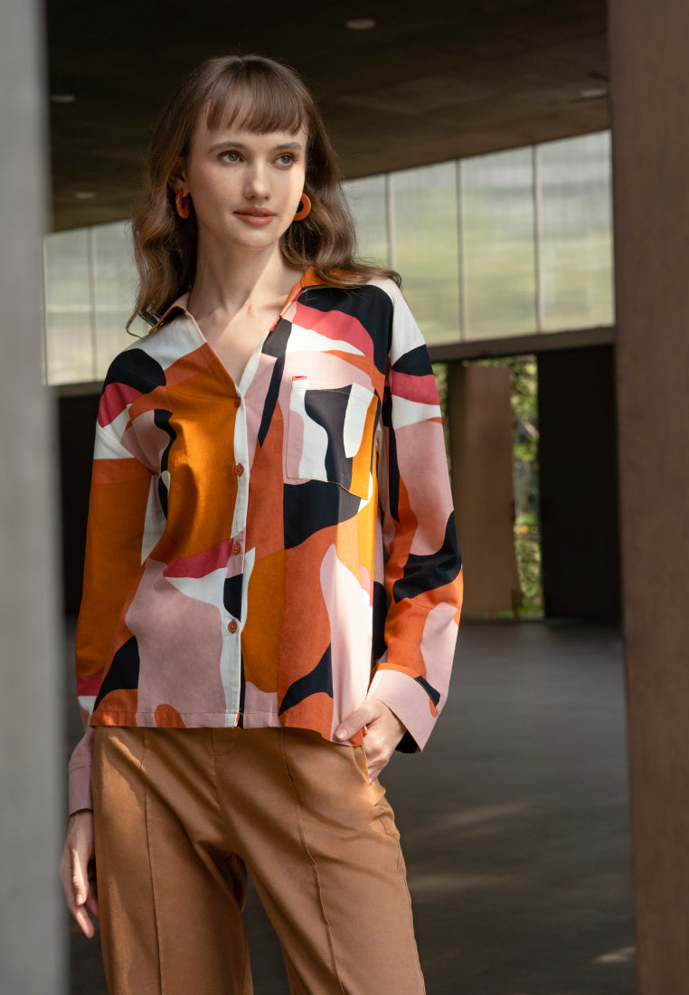 Printed Long Sleeve Blouse
