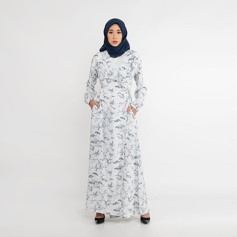 Dress With Blazer Neckline White-Navy