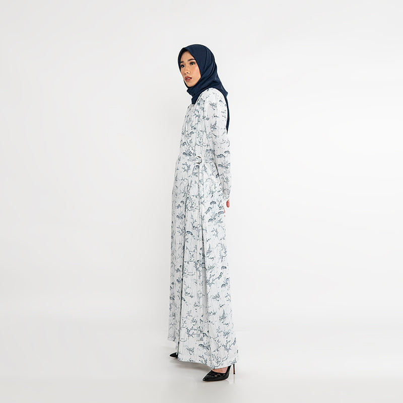 Dress With Blazer Neckline White-Navy