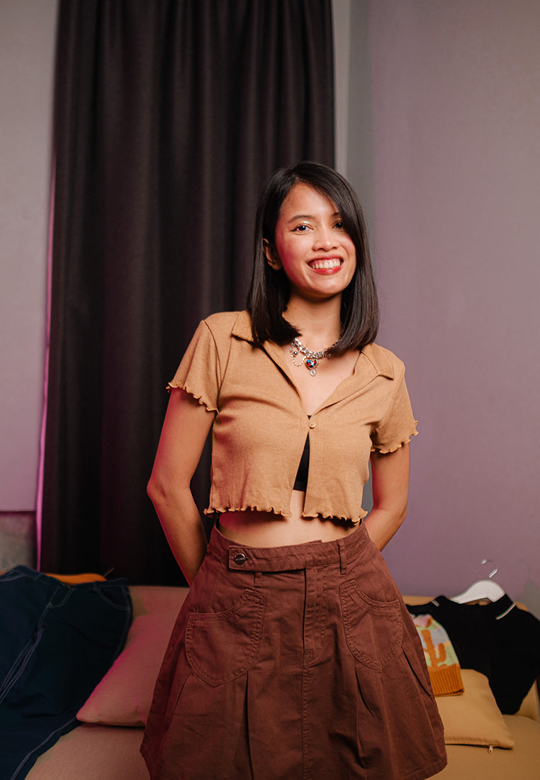 One Button Polo Crop Top