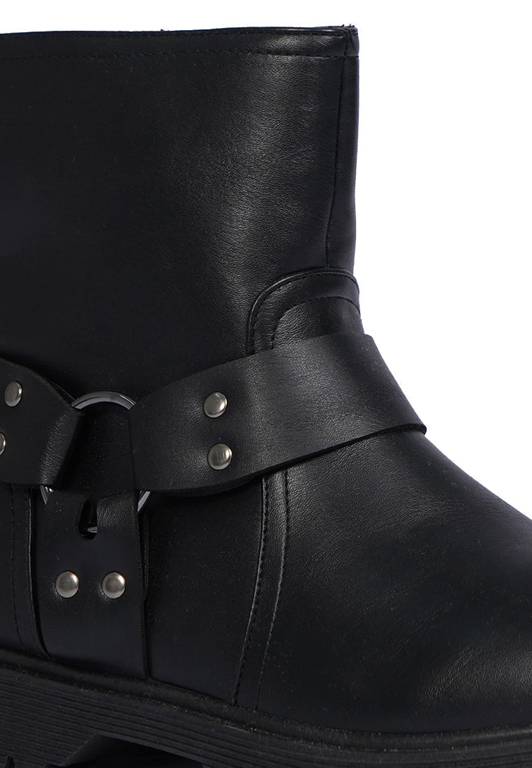 Ankle Length Boots with Buckle