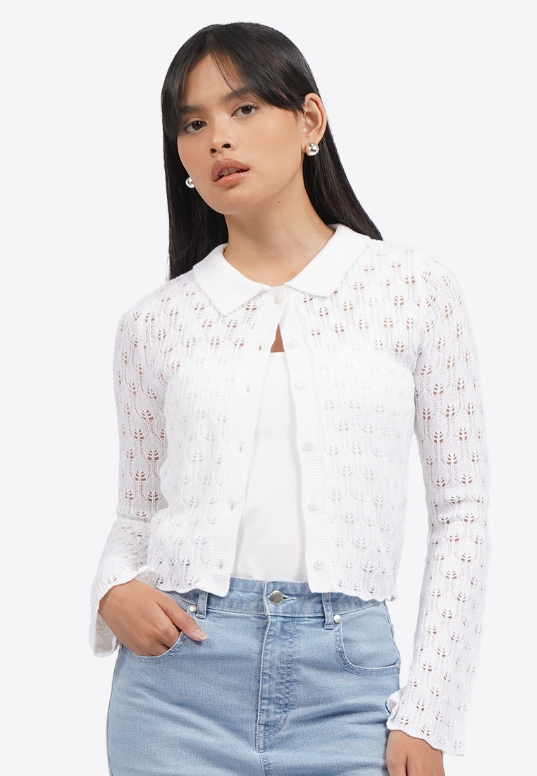 Textured Long Sleeve Stretch Top