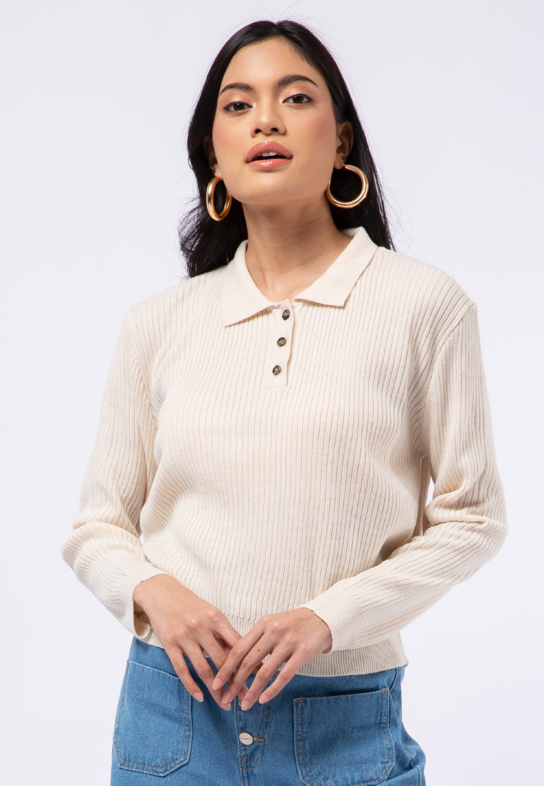 Long Sleeve Knit Polo Shirt