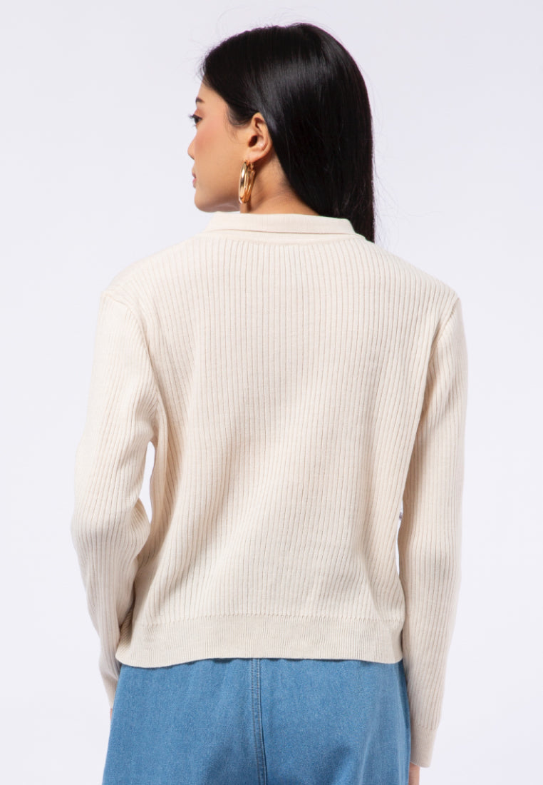 Long Sleeve Knit Polo Shirt