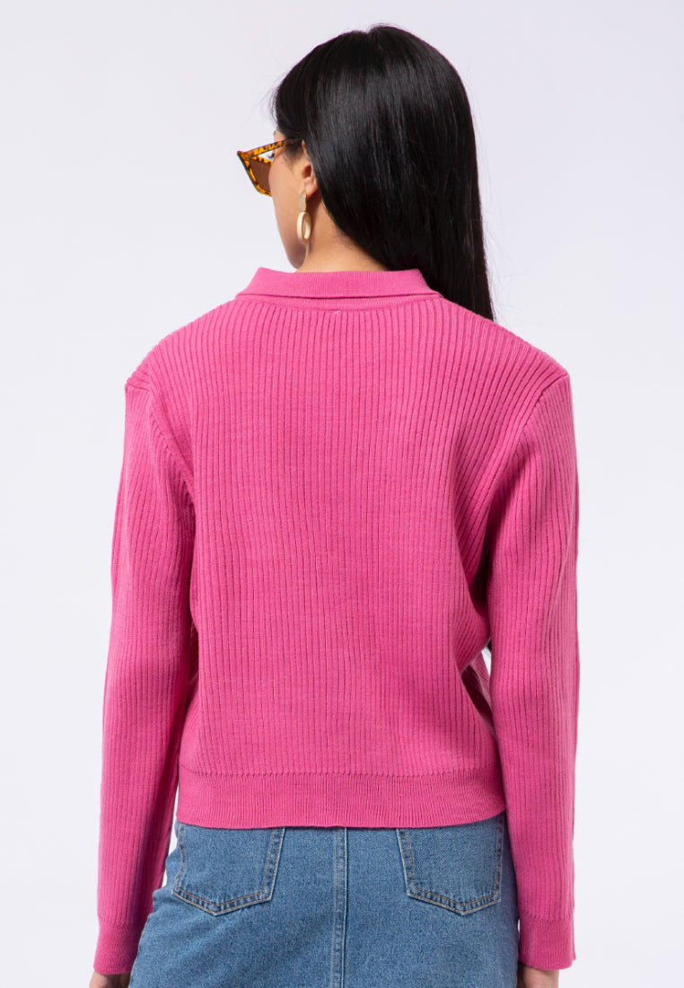 Long Sleeve Knit Polo Shirt