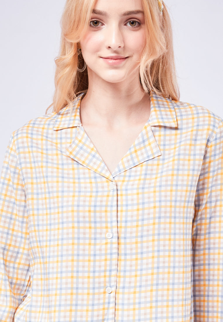 Printed Crop Long Sleeve Blouse