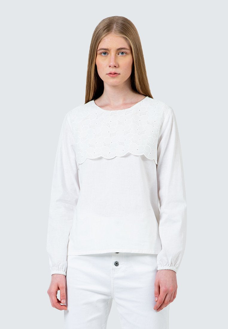 Eyelet Lace Inserted Blouse