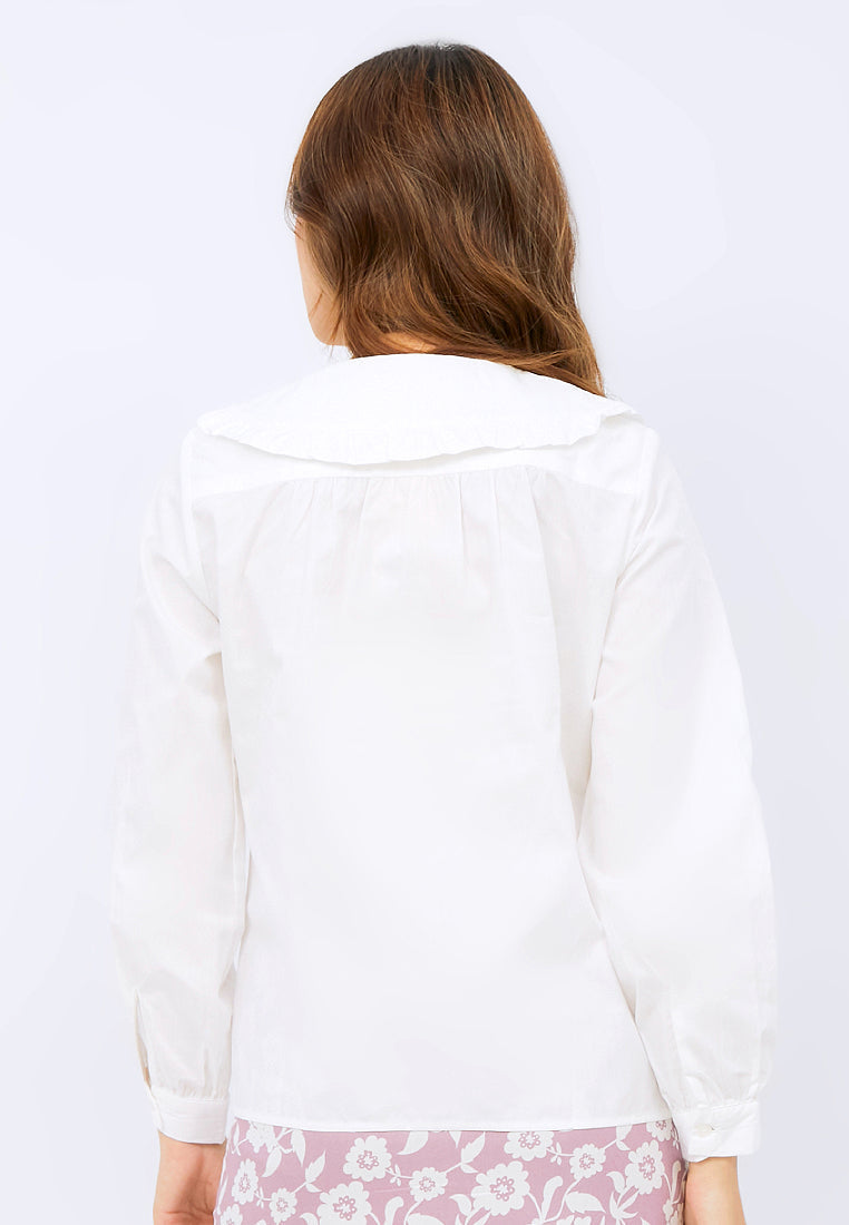 Babydoll Collar Blouse with Embroidery