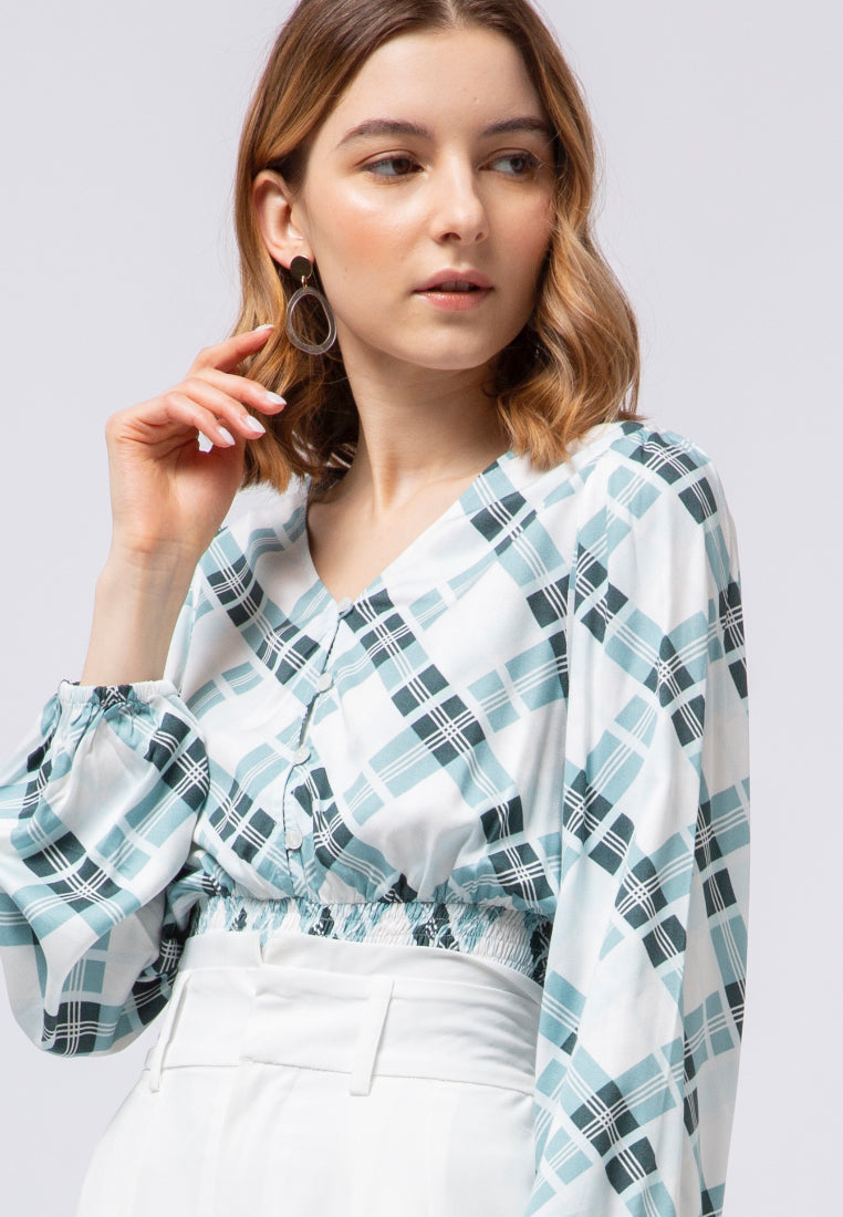 Printed Smocked Blouse