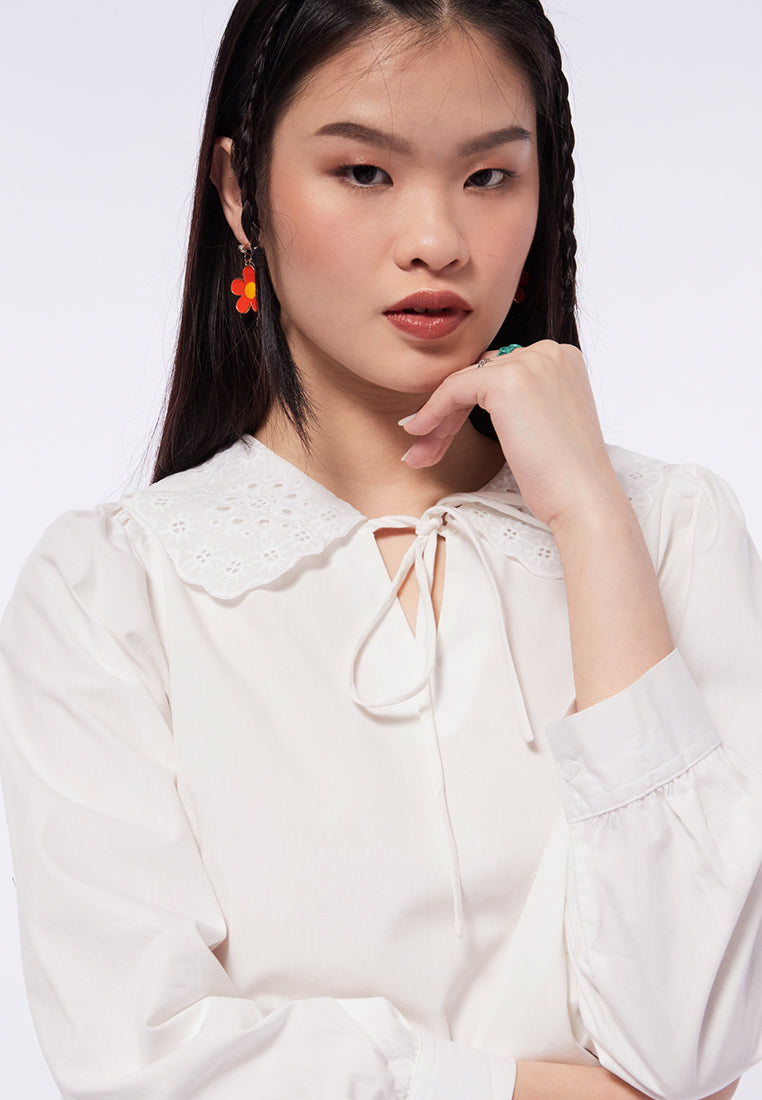 Wide Collar Long Sleeve Blouse