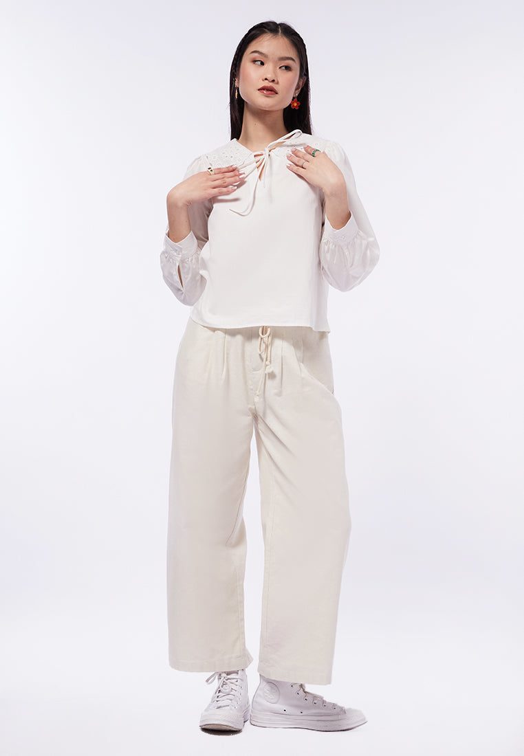 Wide Collar Long Sleeve Blouse