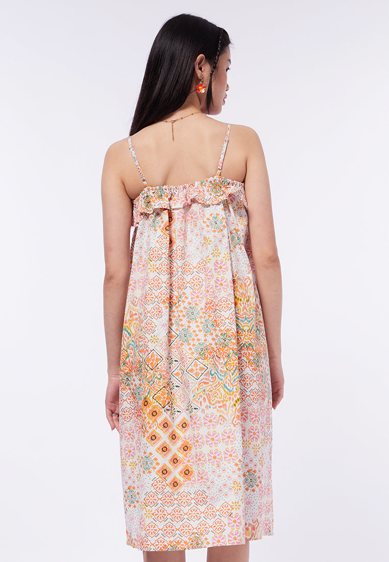 Flounce Trimmed Maxi Dress