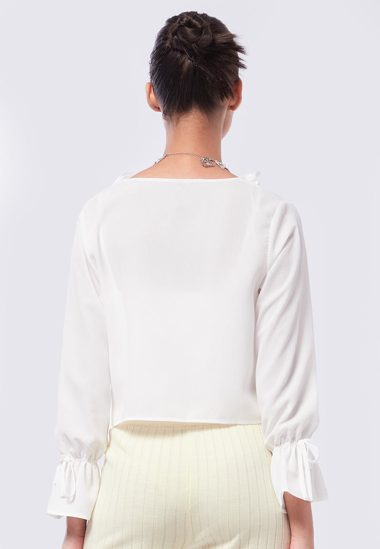 Ruffle Trim Top with Front Knot