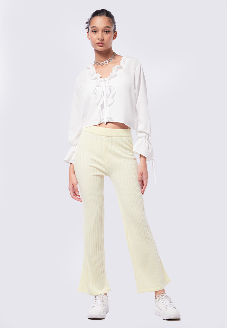 Ruffle Trim Top with Front Knot