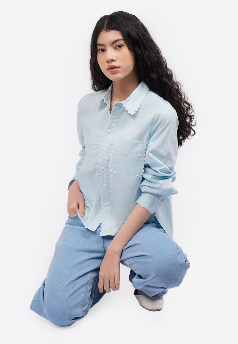 Ricrac Details Long Sleeve Shirt