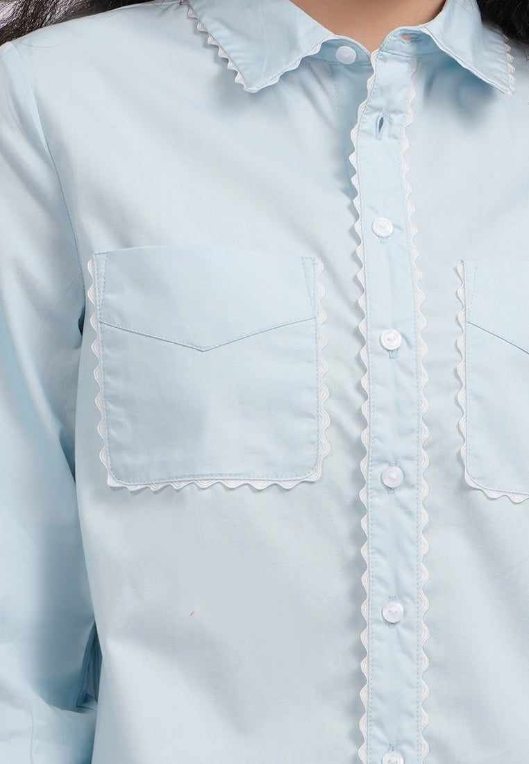 Ricrac Details Long Sleeve Shirt