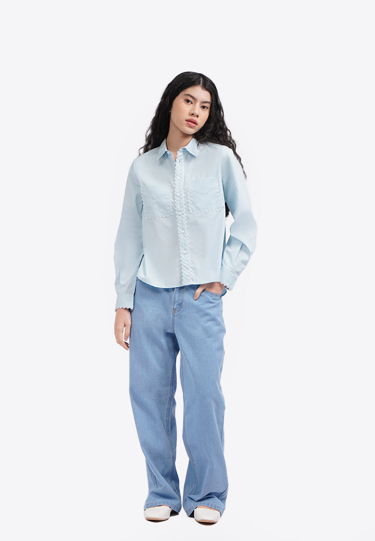 Ricrac Details Long Sleeve Shirt