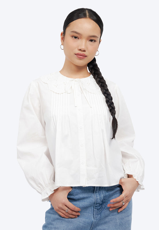 Wide Collar Long Sleeve Blouse
