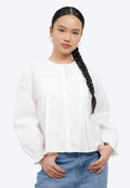 Wide Collar Long Sleeve Blouse