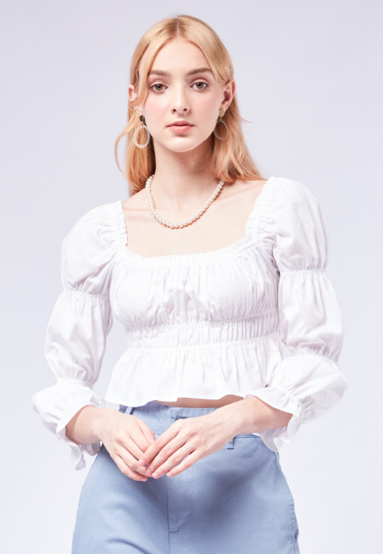Cropped Puff Sleeves Top
