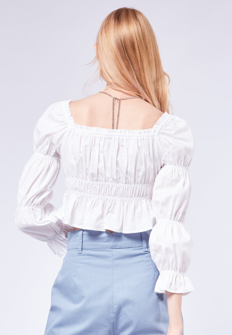 Cropped Puff Sleeves Top