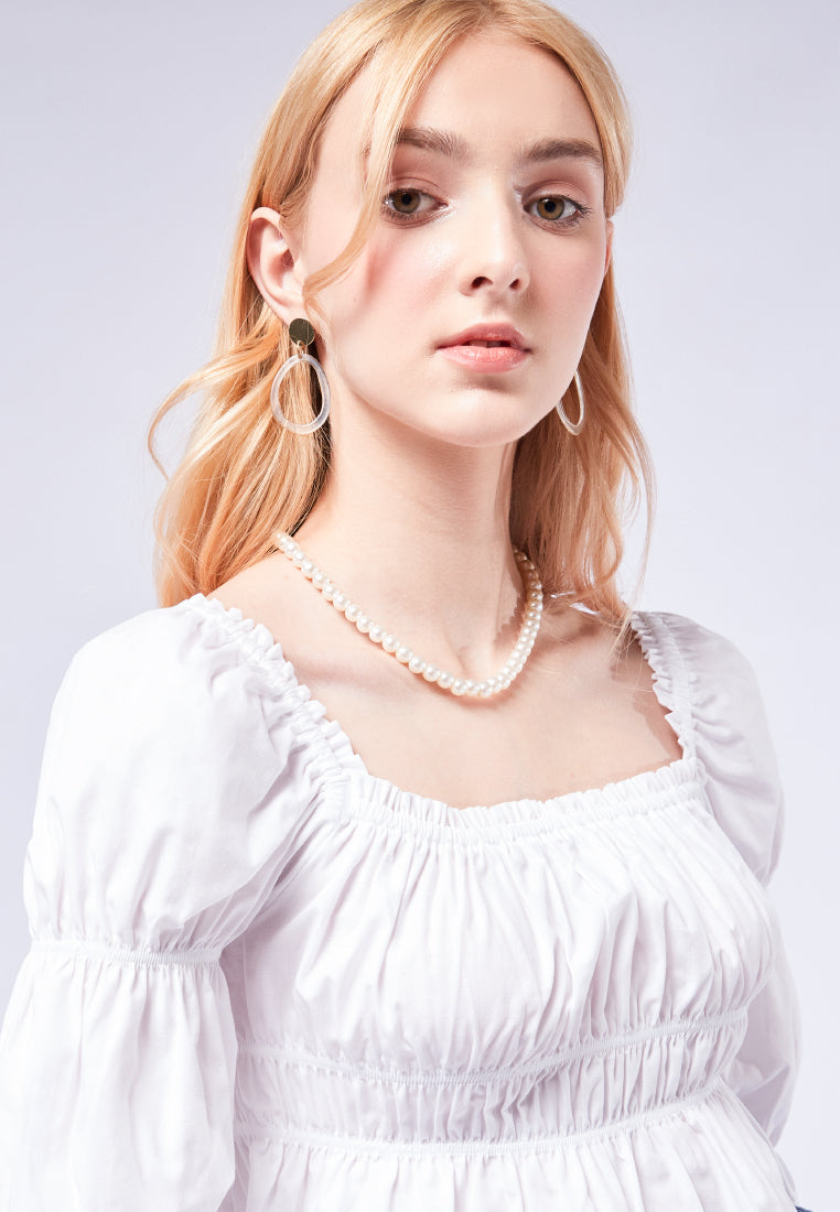 Cropped Puff Sleeves Top